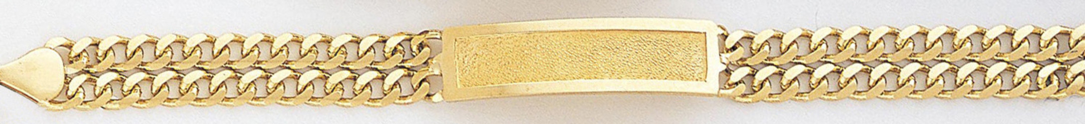 14k Gold 8mm Kid's Two Line Curb Link Id Link Bracelet 6 Inches